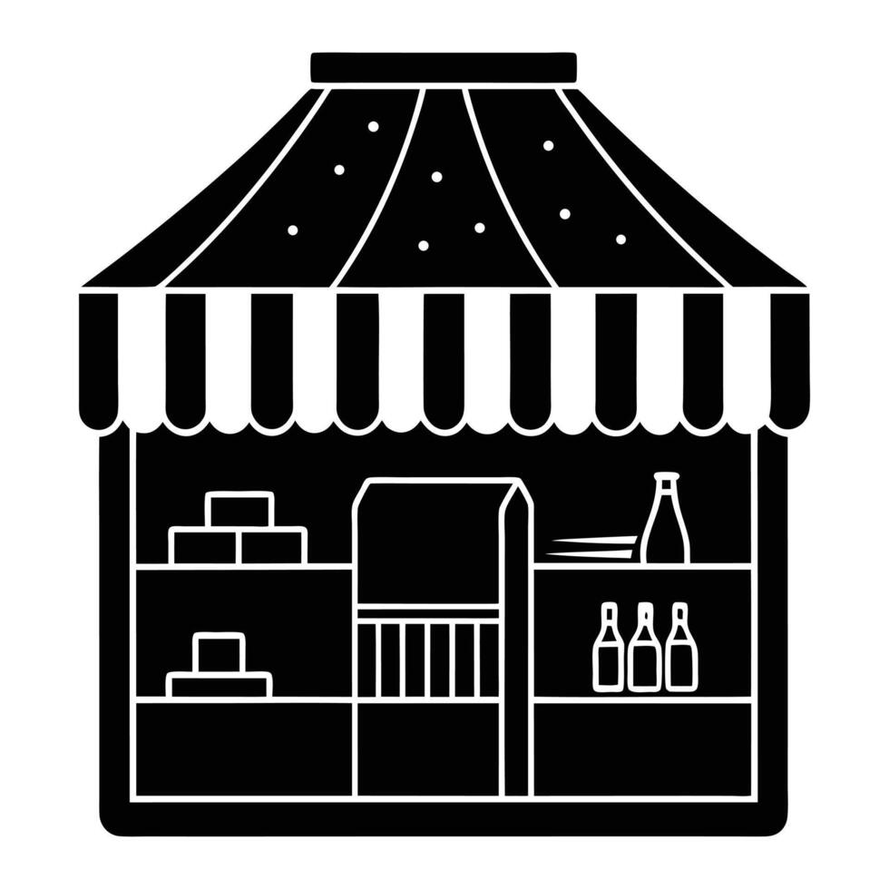 a black and white illustration of a store. vector