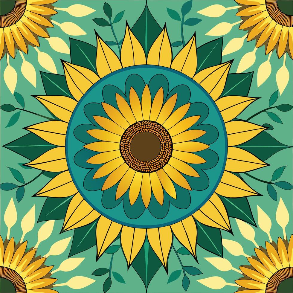 sunflower seamless pattern with sunflower illustration vector
