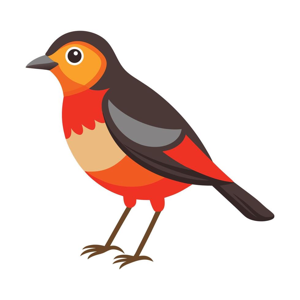 a cartoon bird with orange and black feathers vector