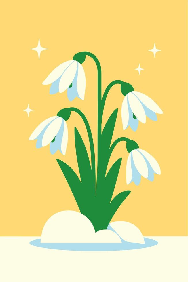 Snowdrops in early spring illustration vector
