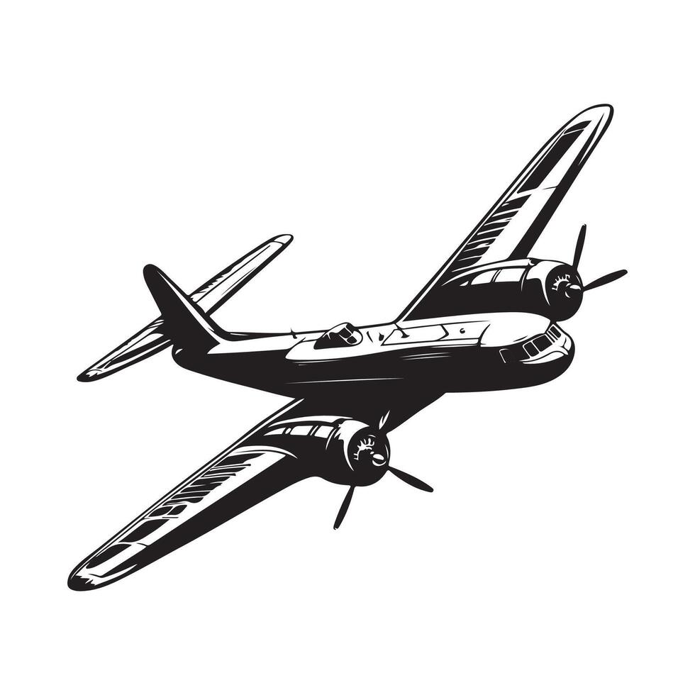 Vintage Airplane Illustration Isolated On White Background. vector