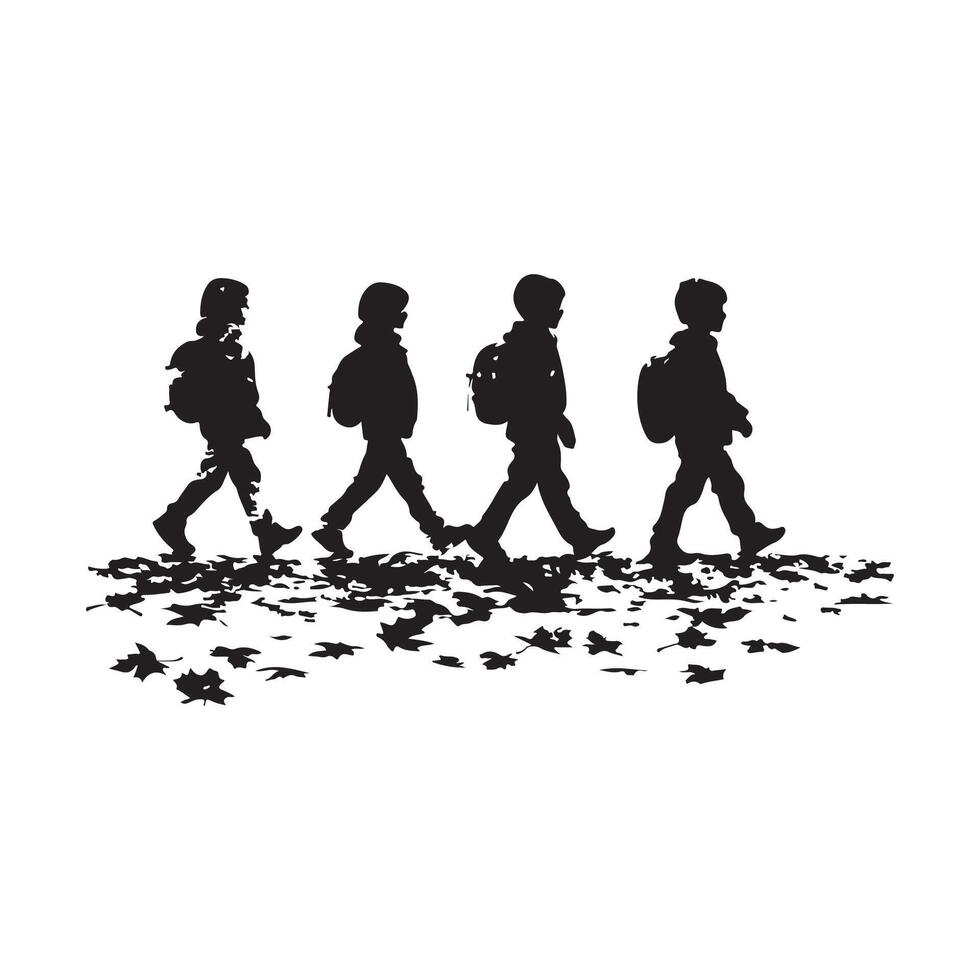 Silhouette Student Walking image isolated on white background vector