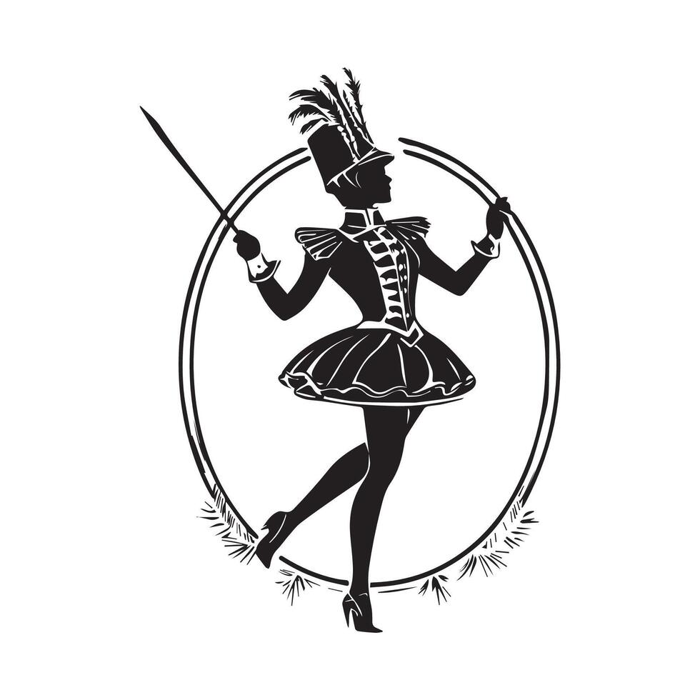 Majorette Silhouette Logo Images on White Background vector