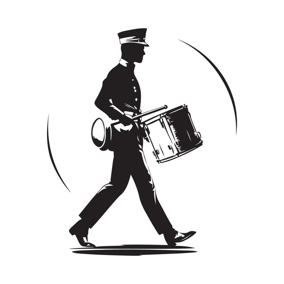 Silhouette Marching Band Leader Drummers vector