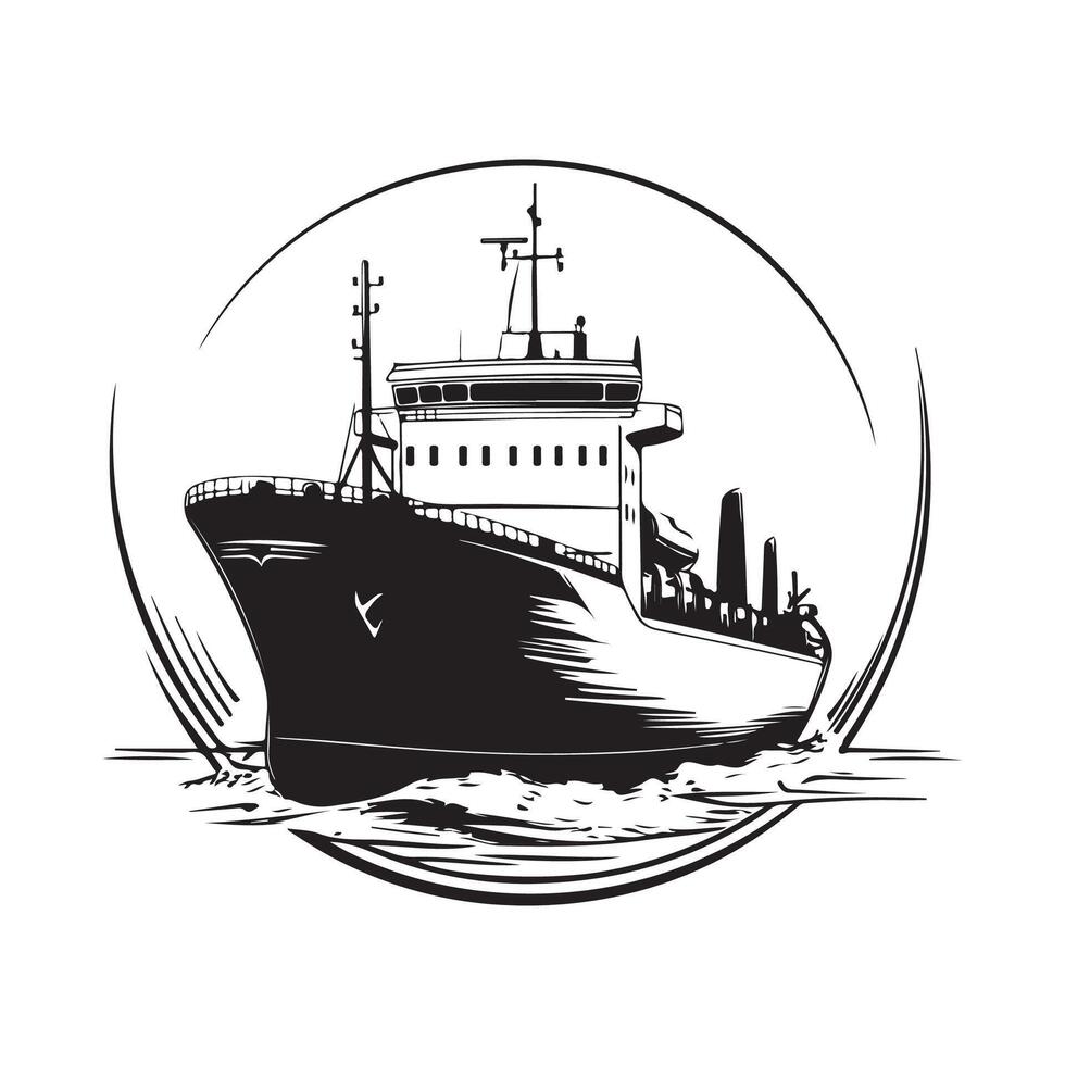 Cargo ship with containers illustration isolated on a white background vector