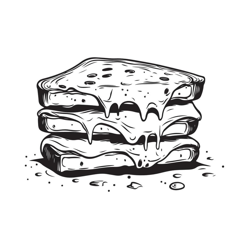 Black and white French Toast Image and Illustrations. Delicious french toast Image. vector