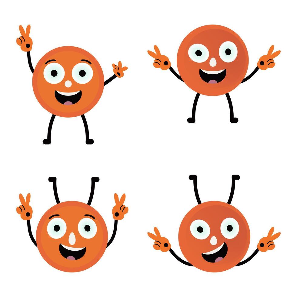 Funny cartoon character design template and graphic sticker elements for advertisements vector