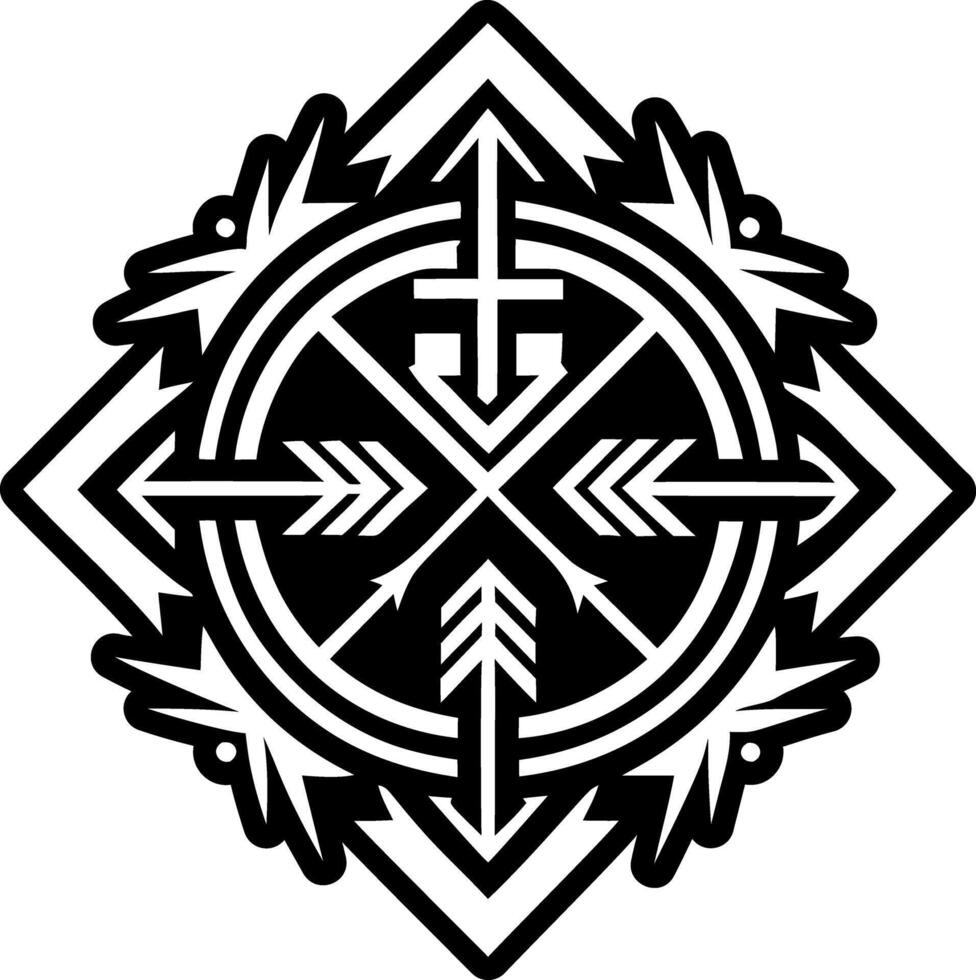 A tribal design with arrows and a cross vector