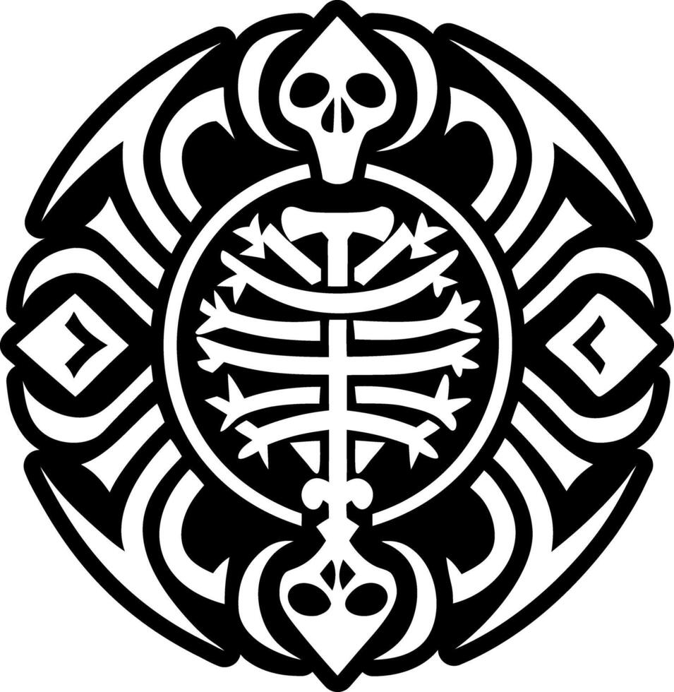 A tribal tattoo design with a skull and crossbones vector
