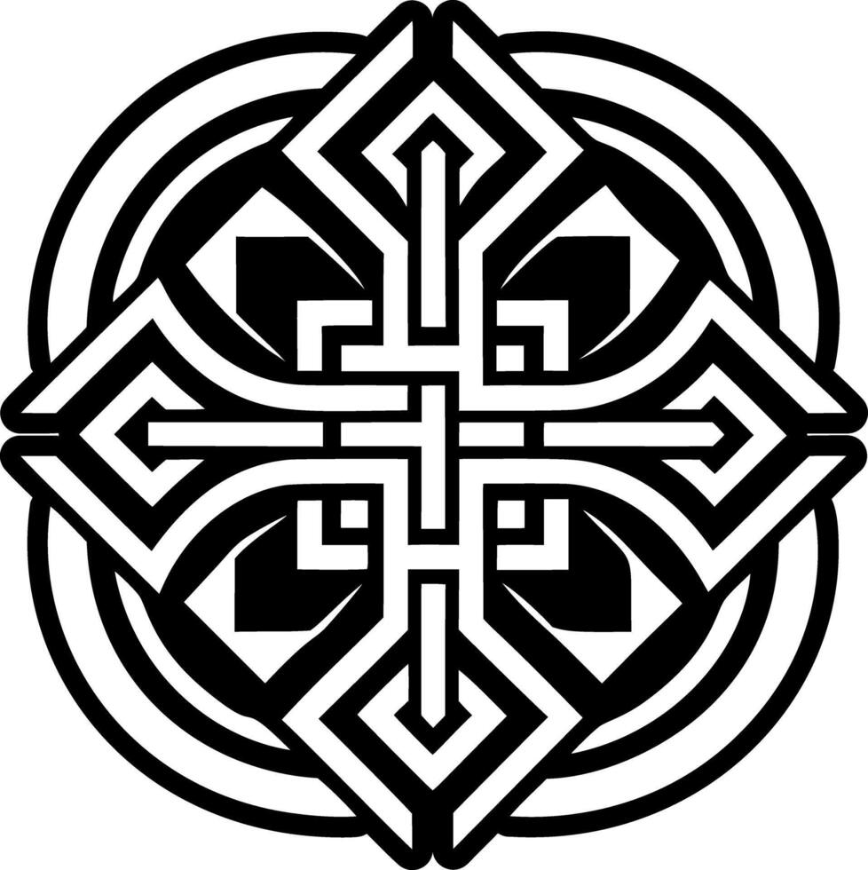 A celtic cross design in black and white vector