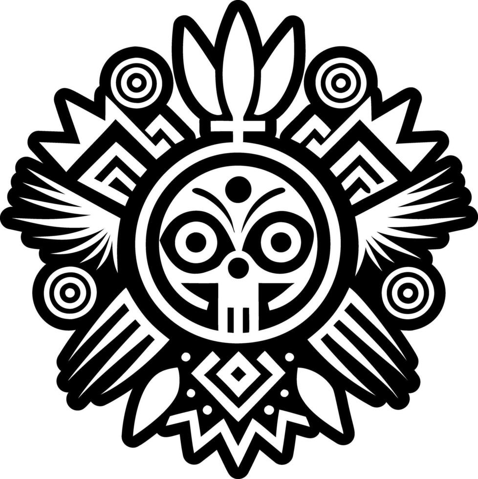 A tribal design with a skull and feathers vector