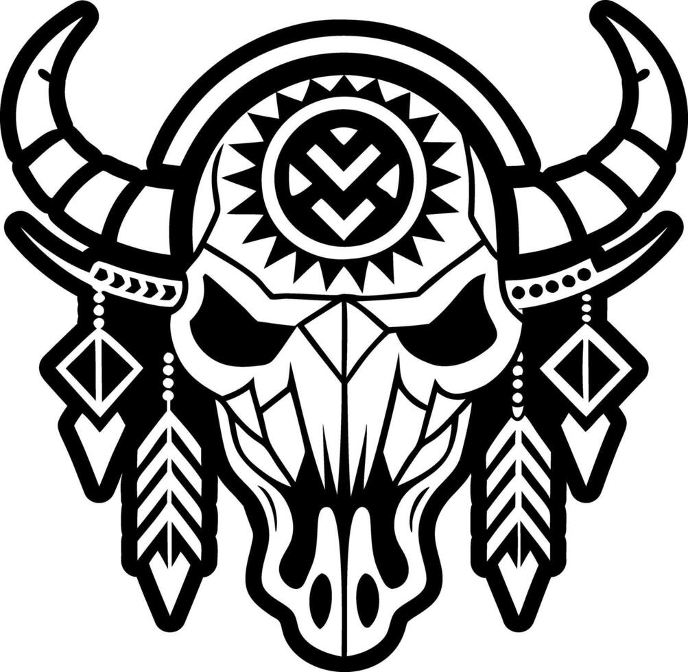 A glyph style icon of buffalo skull tattoo vector