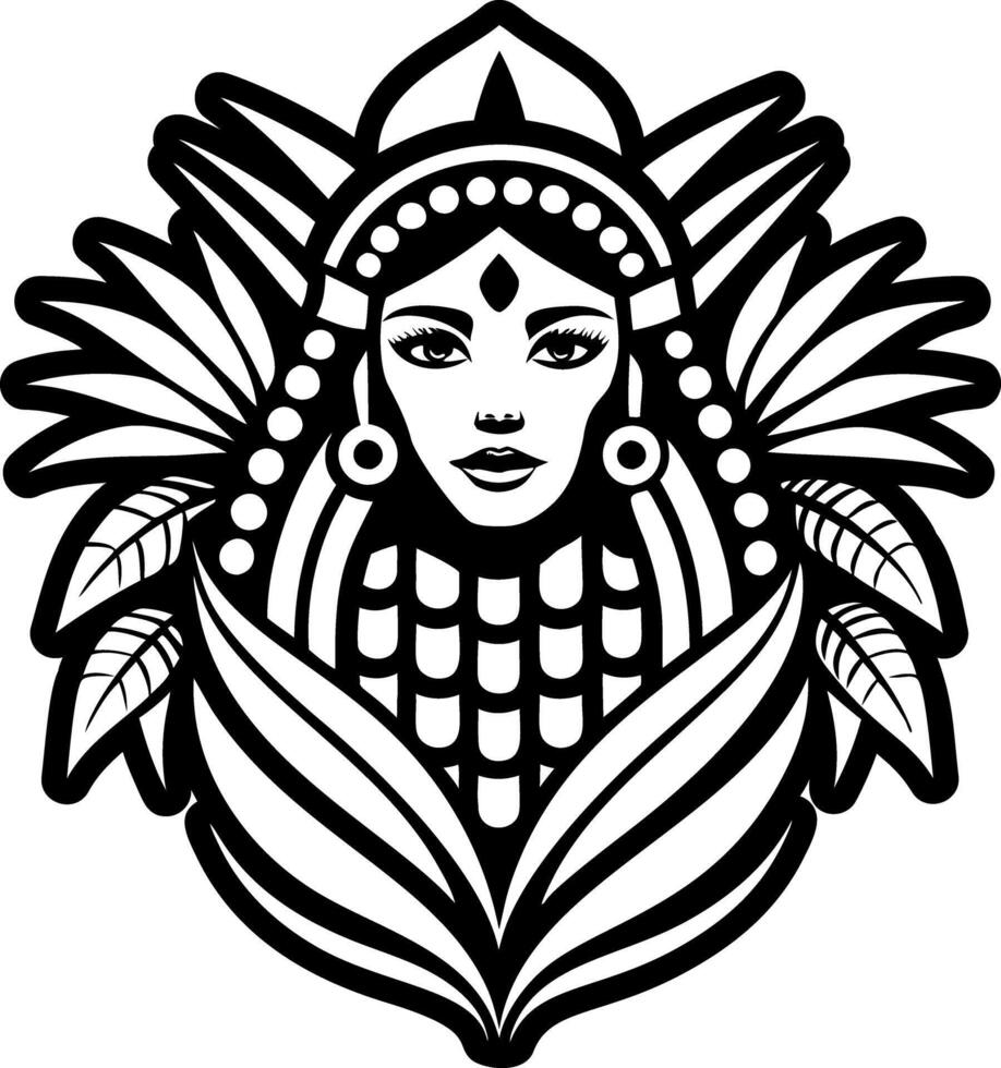A filled style icon of corn maiden tattoo vector
