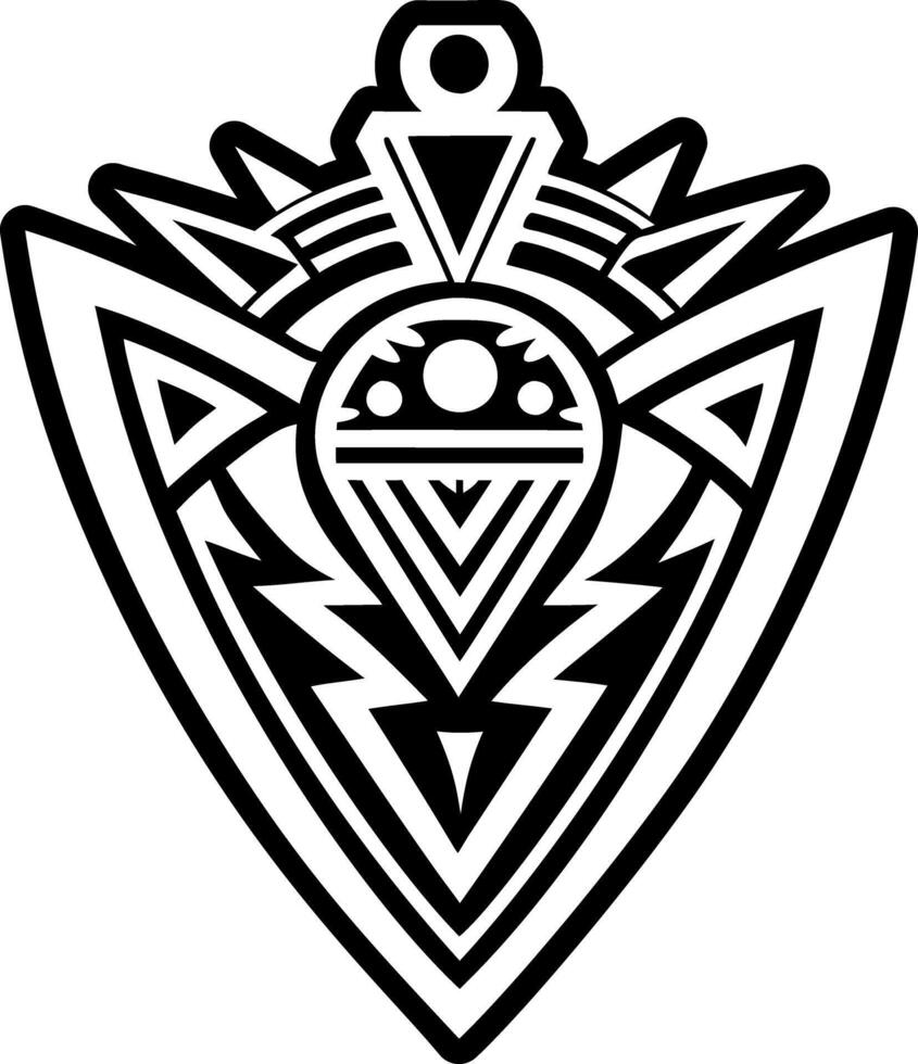 A tribal style logo with a black and white design vector