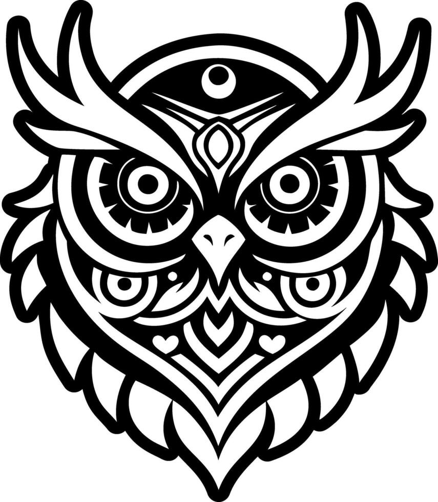 An owl head with a tribal design vector