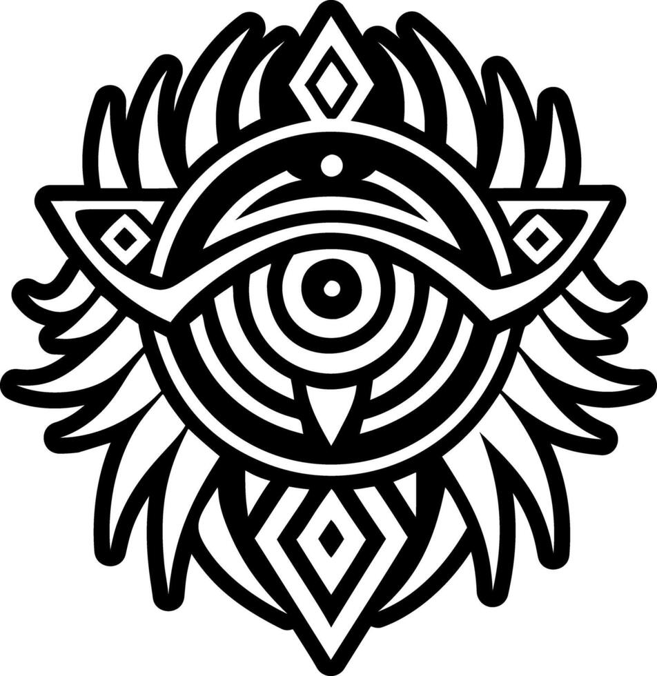A tribal style eye with a tribal design vector