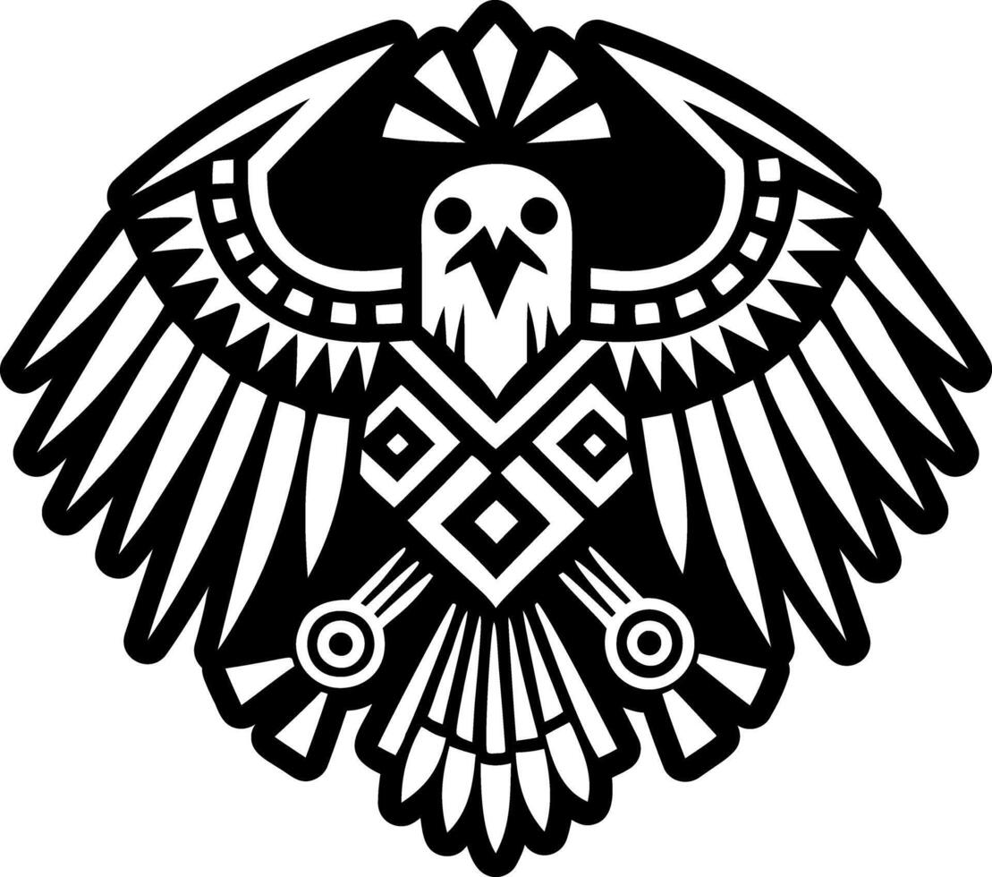 A black and white eagle with a tribal design vector