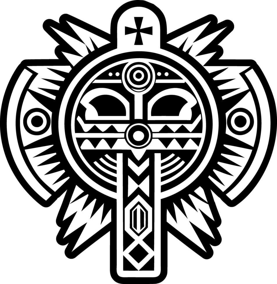 A solid style icon of hopi stick tattoo vector