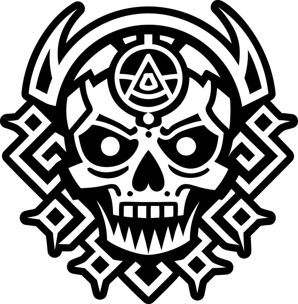 A skull with an eye and a tribal design vector
