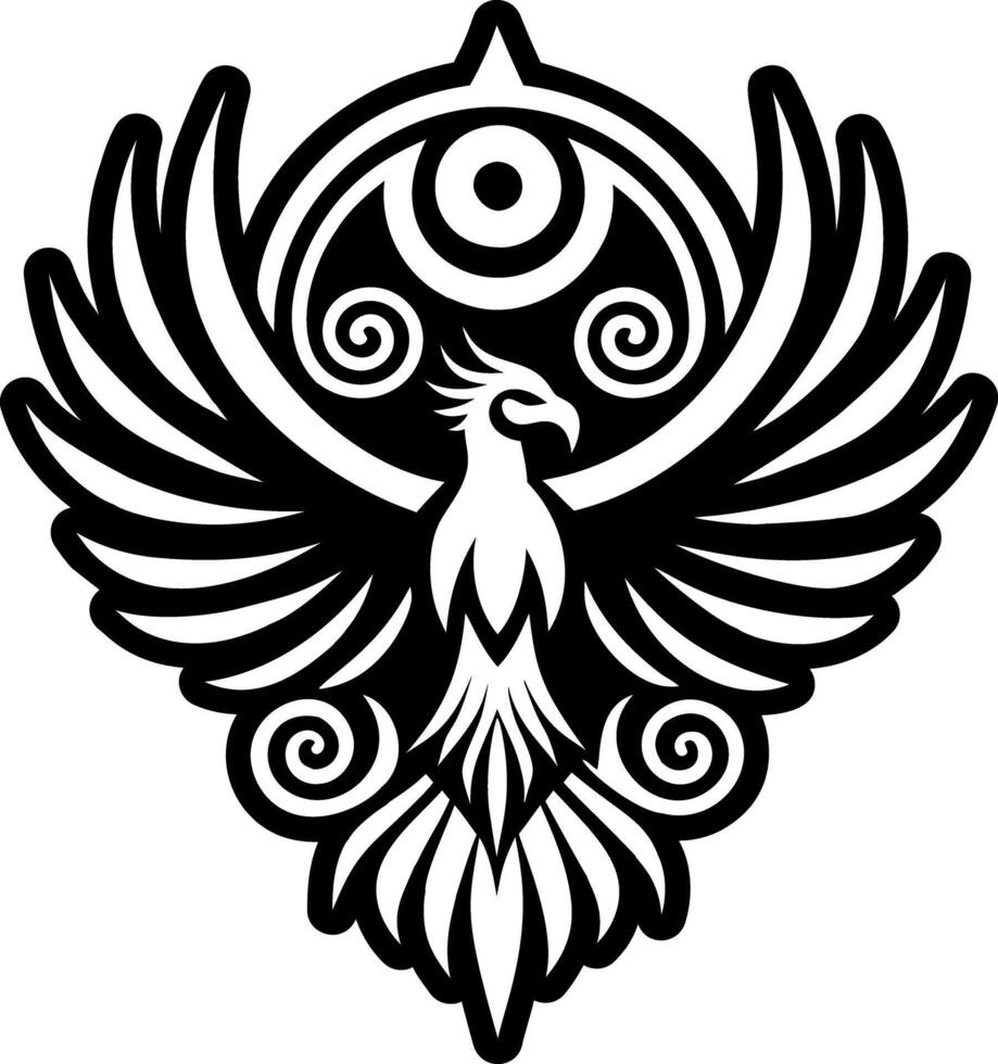 A glyph style icon of rising phoenix tattoo vector