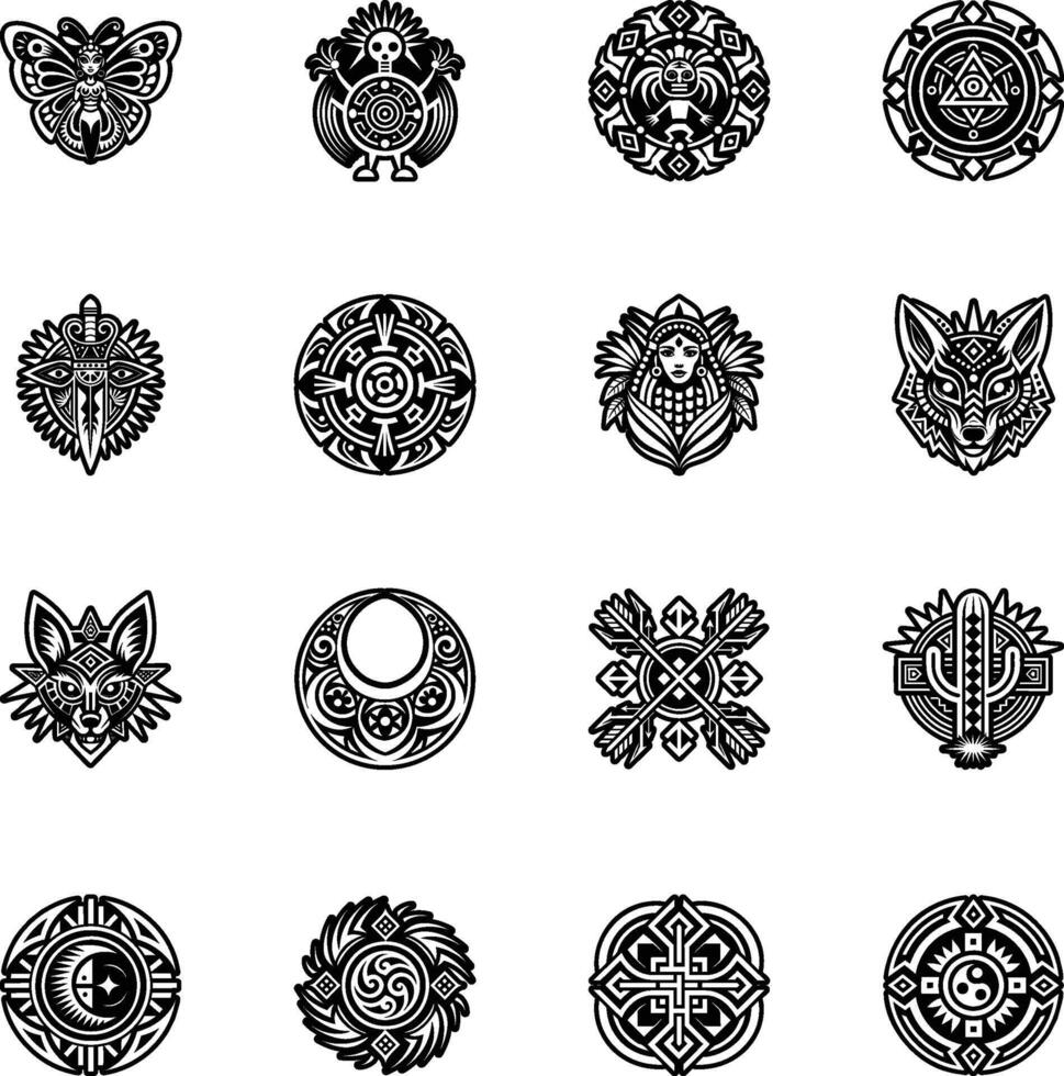 A filled style icon of ancestor spirit tattoo vector