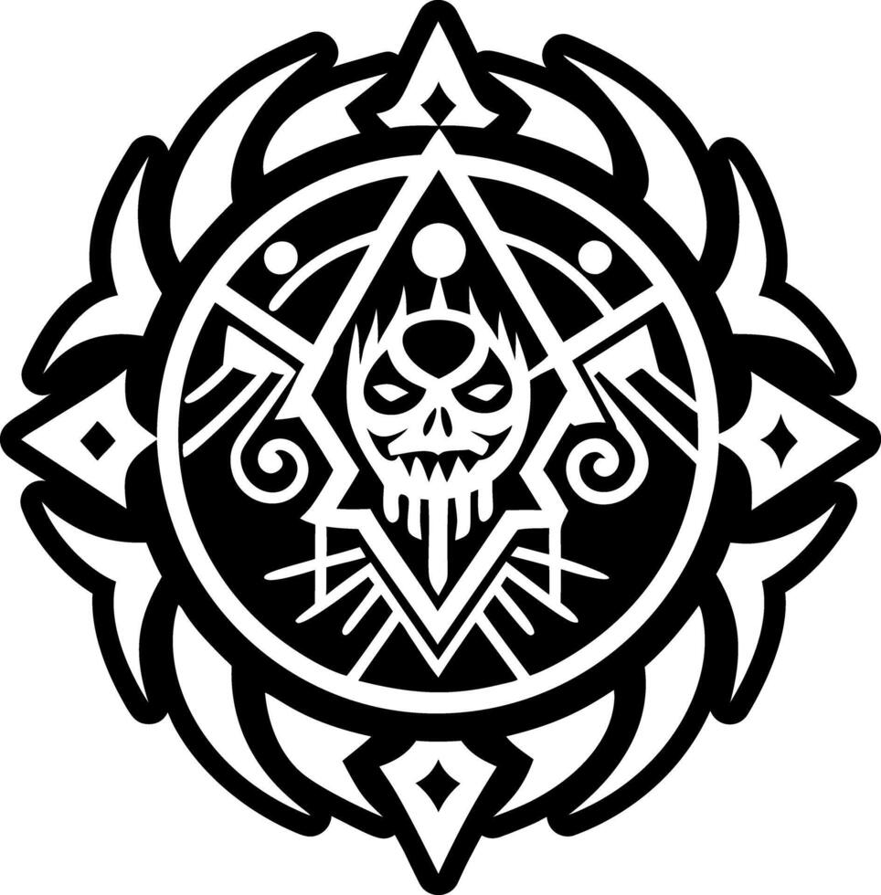 A tribal design with a skull and a star vector