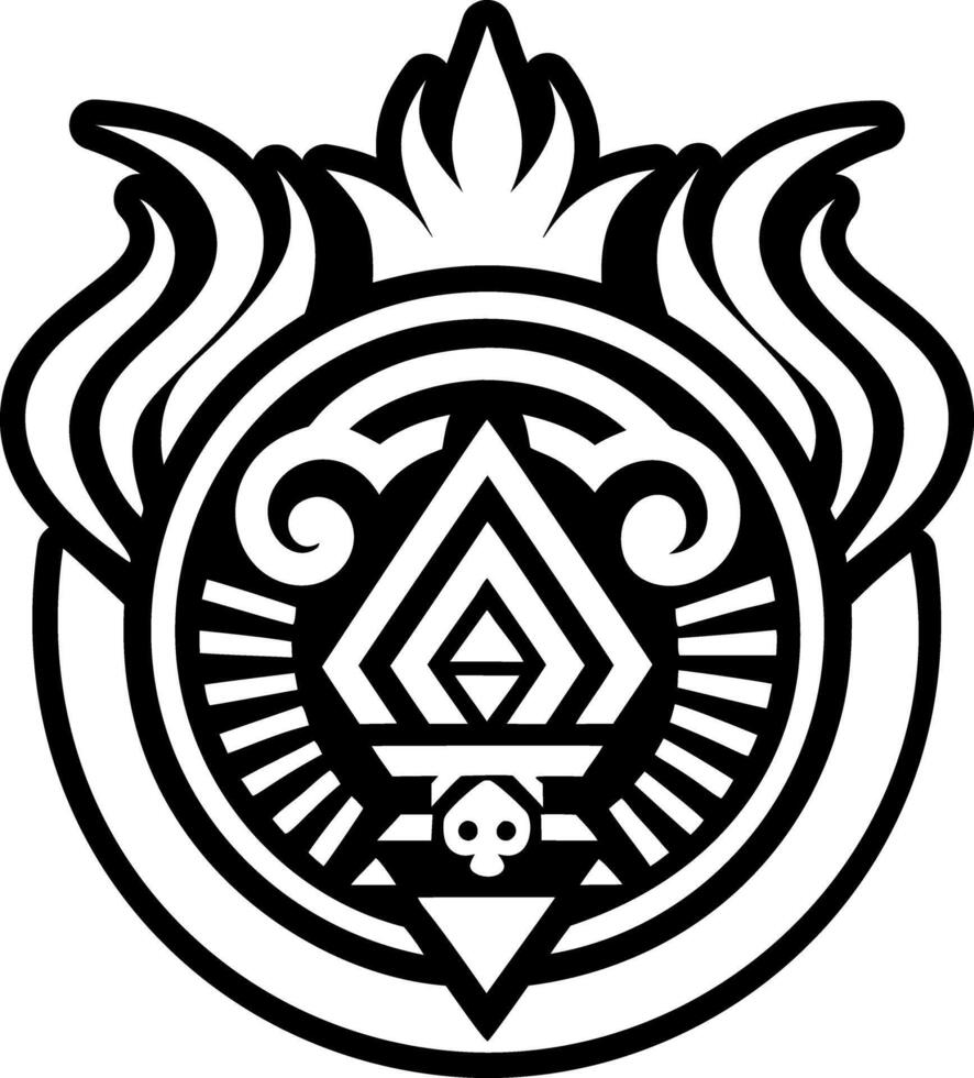 A black and white logo with an image of a fire vector