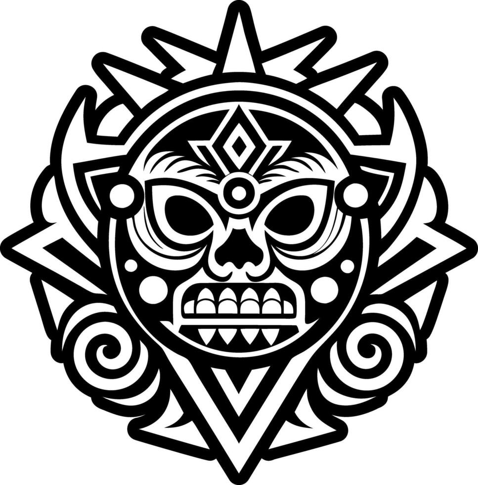 A solid style icon of inca mask tattoo vector
