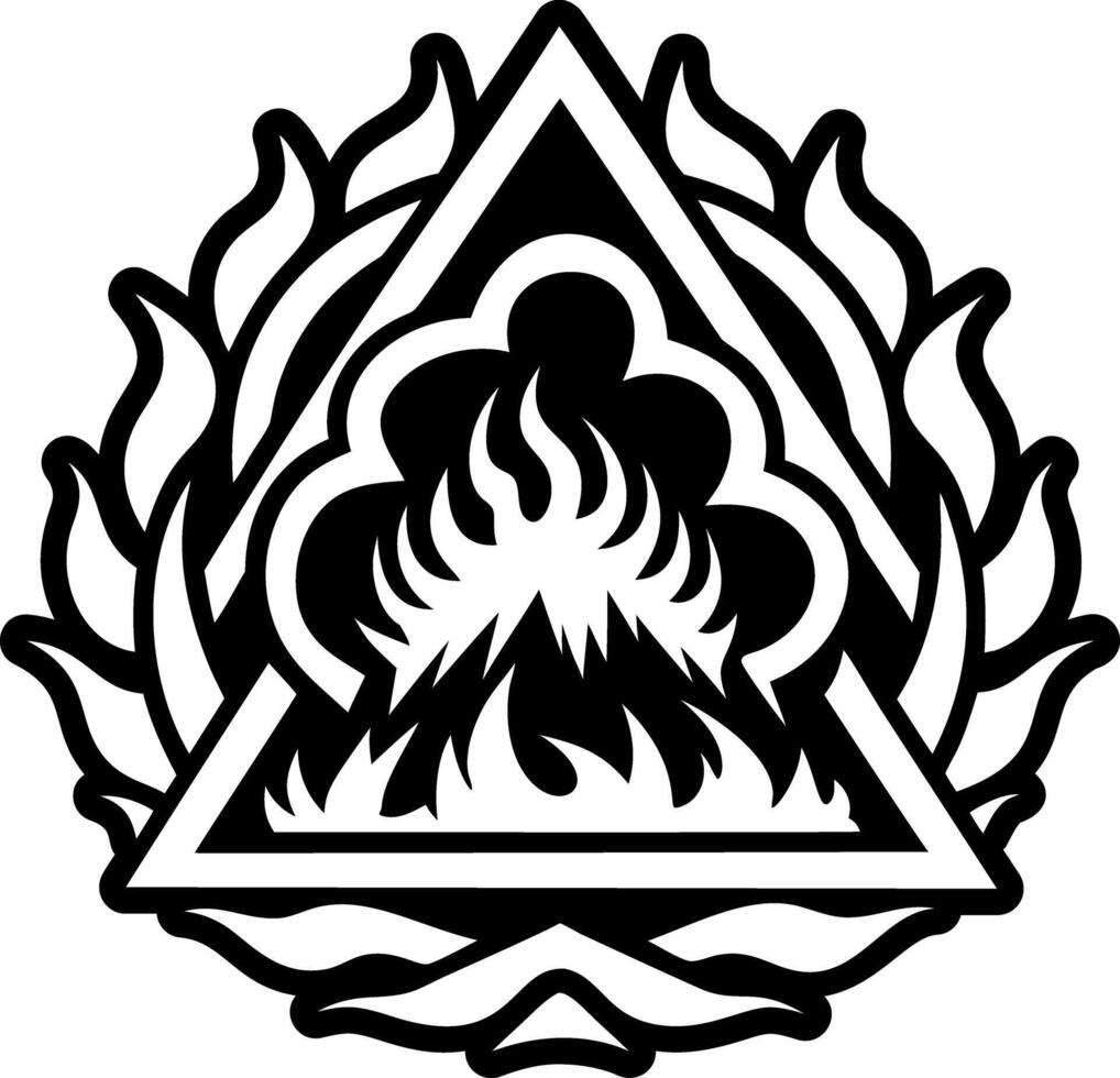 A solid style icon of burning mountain tattoo vector