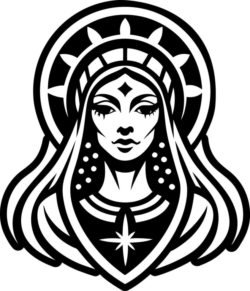 A filled style icon of holy woman tattoo vector
