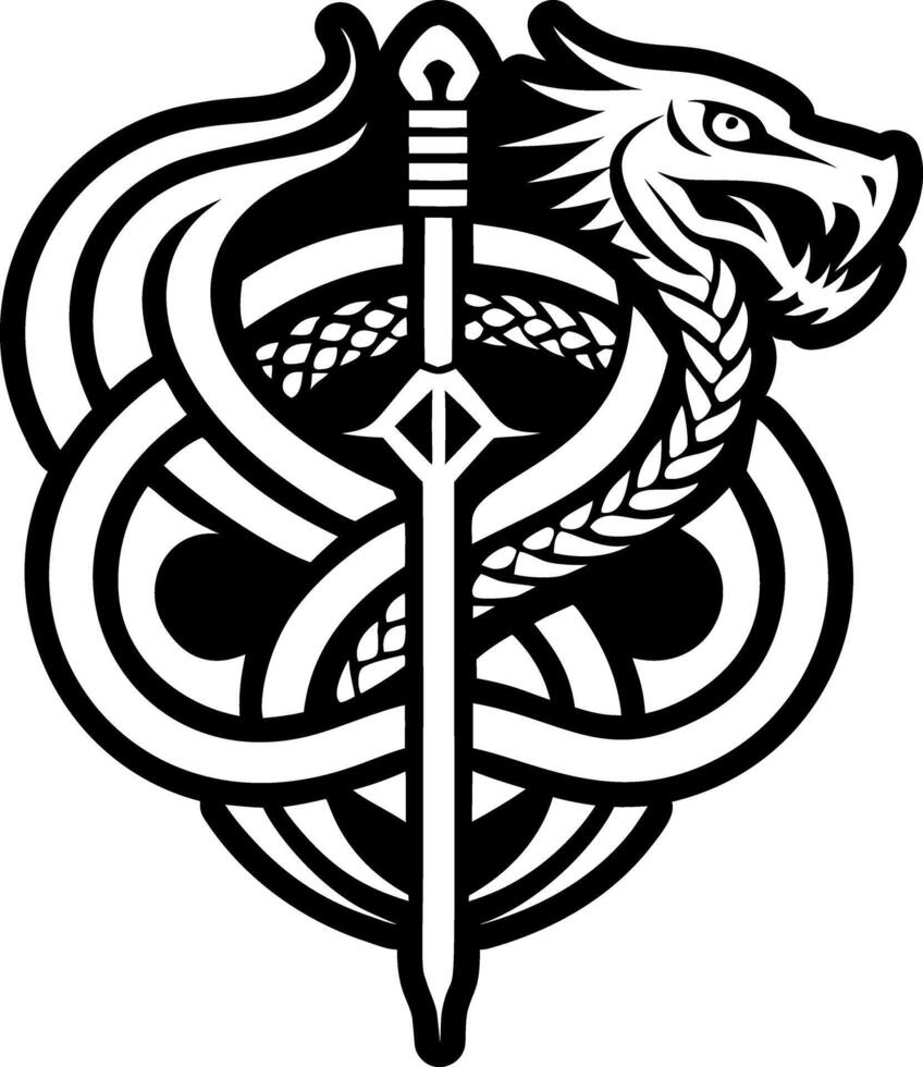 A glyph style icon of serpent tattoo vector