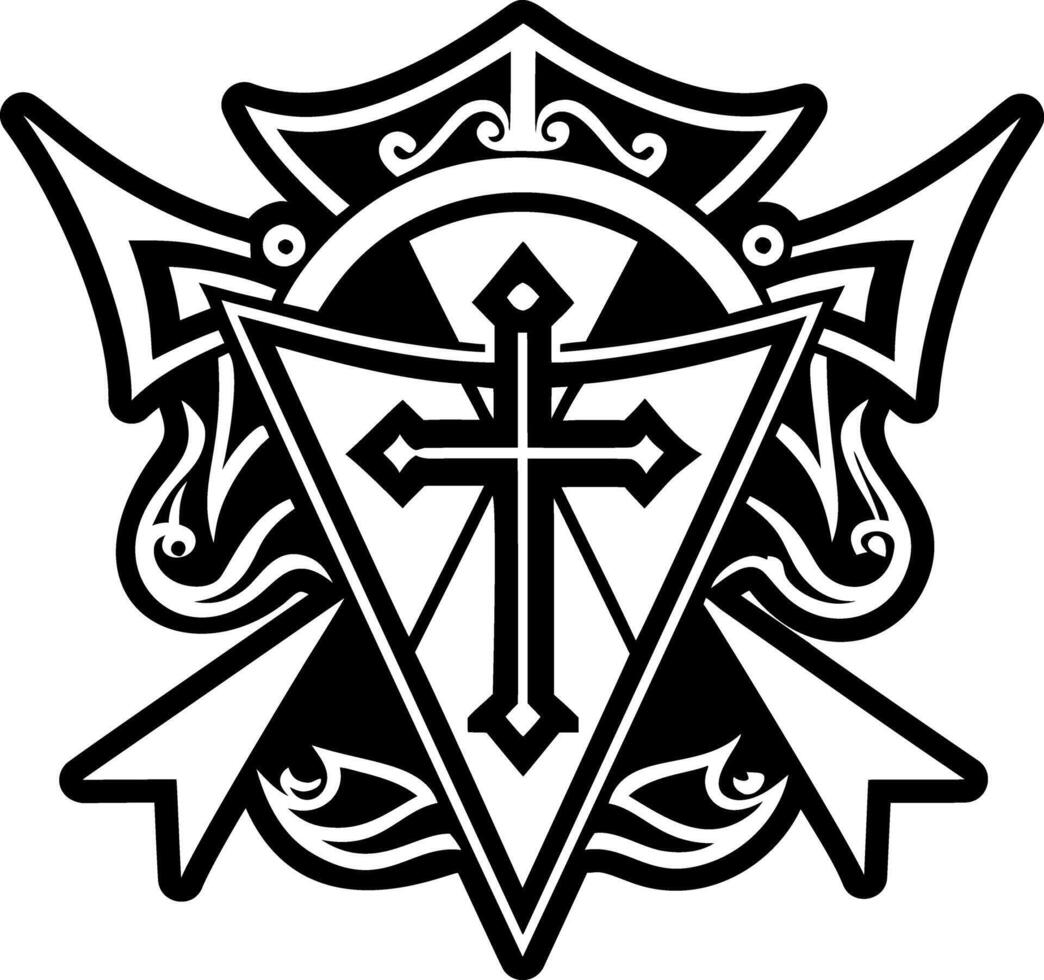 A filled style icon of cross pennant tattoo vector
