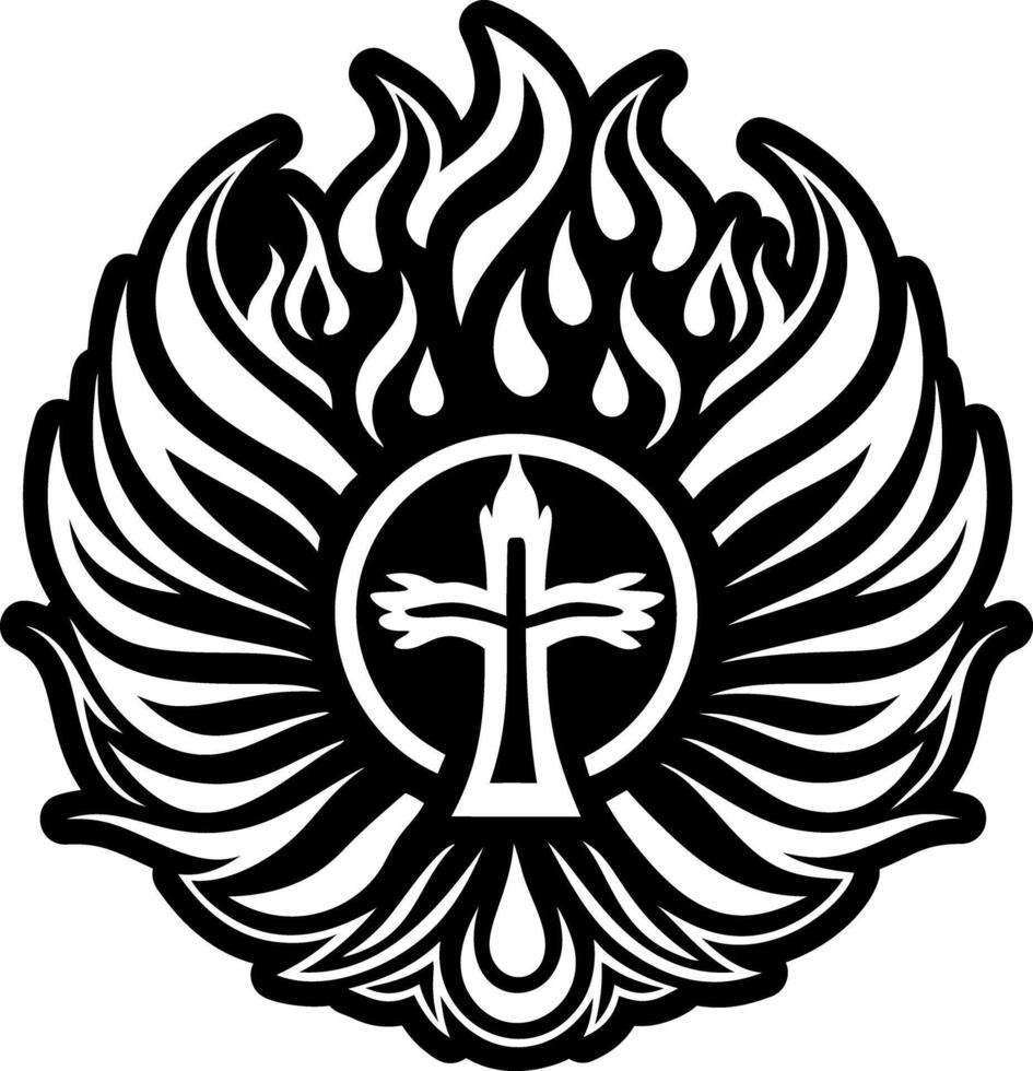 A glyph style icon of holy flame tattoo vector