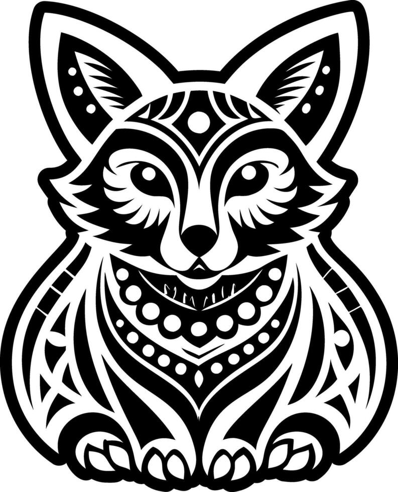 A filled style icon of fox symbol tattoo vector