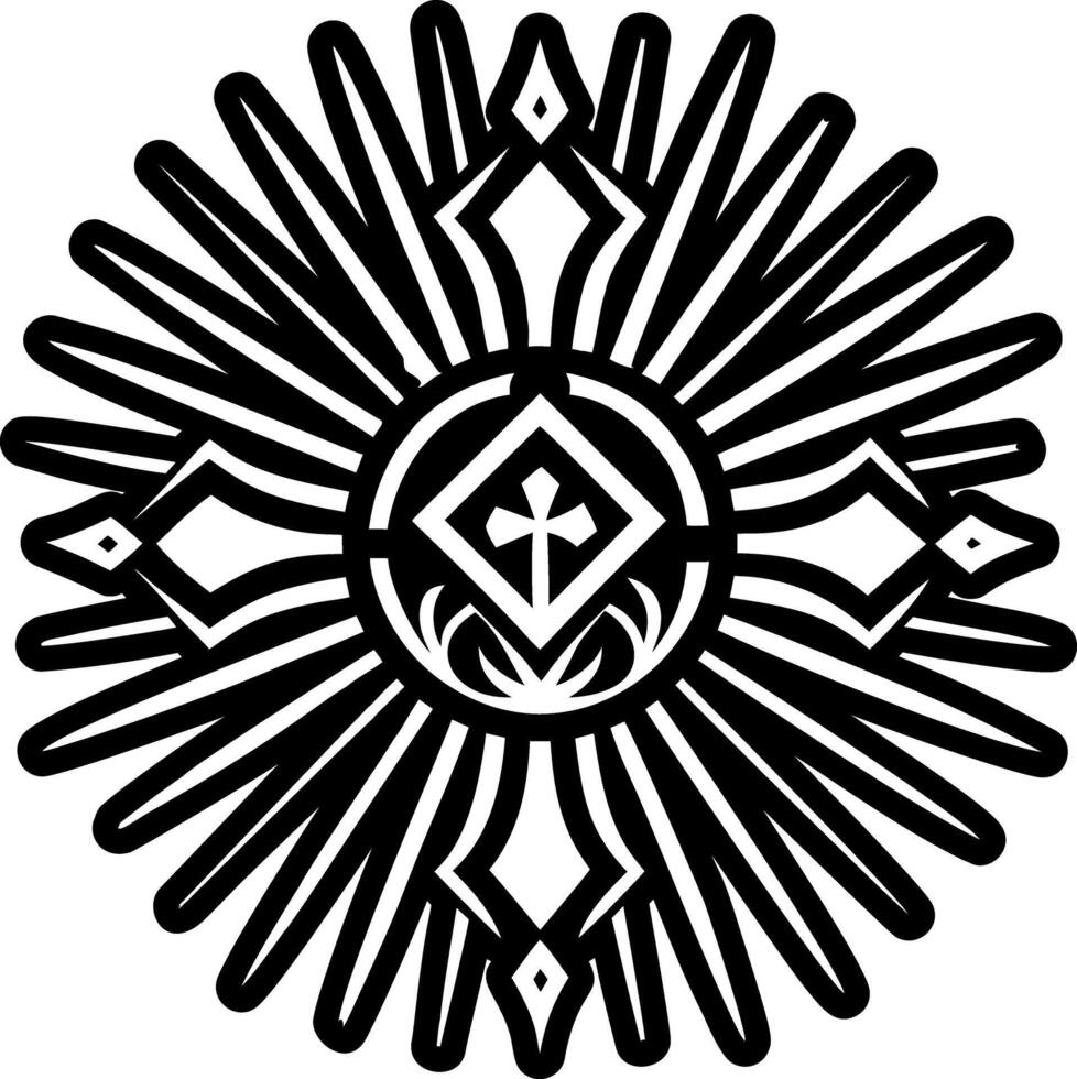 A solid style icon of light rays tattoo vector