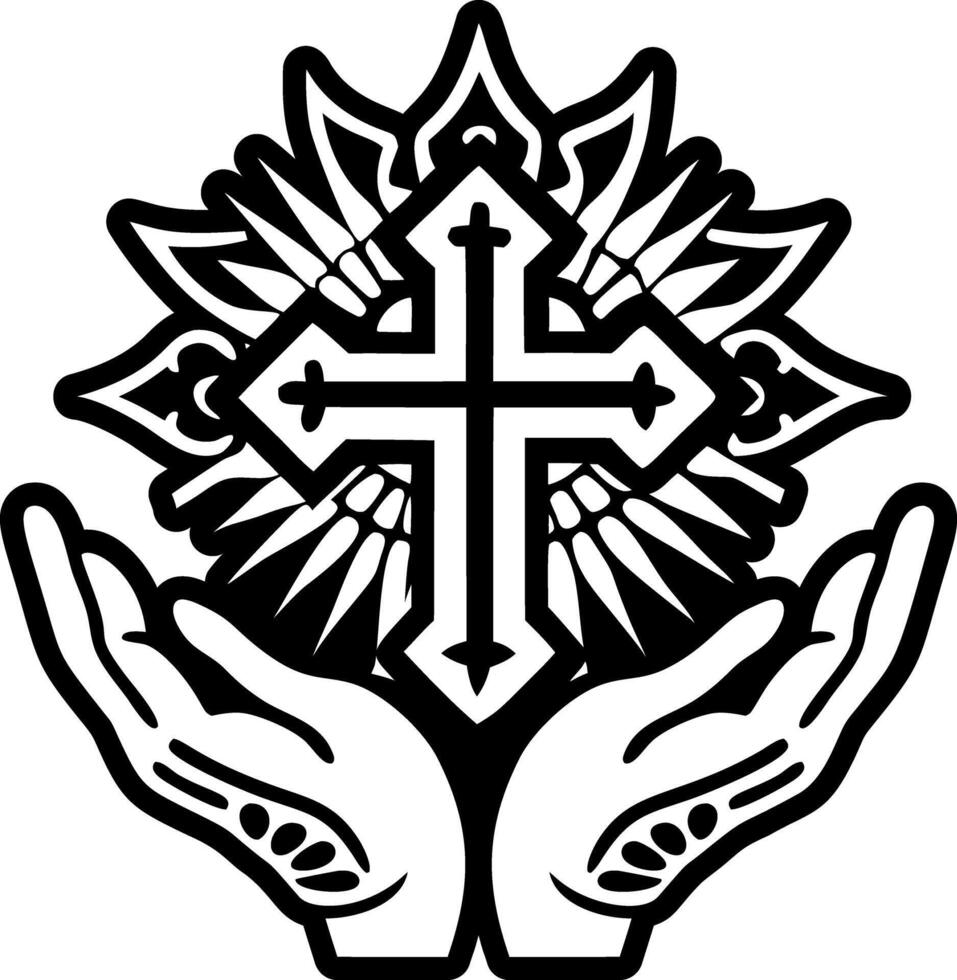A solid style icon of belief tattoo vector