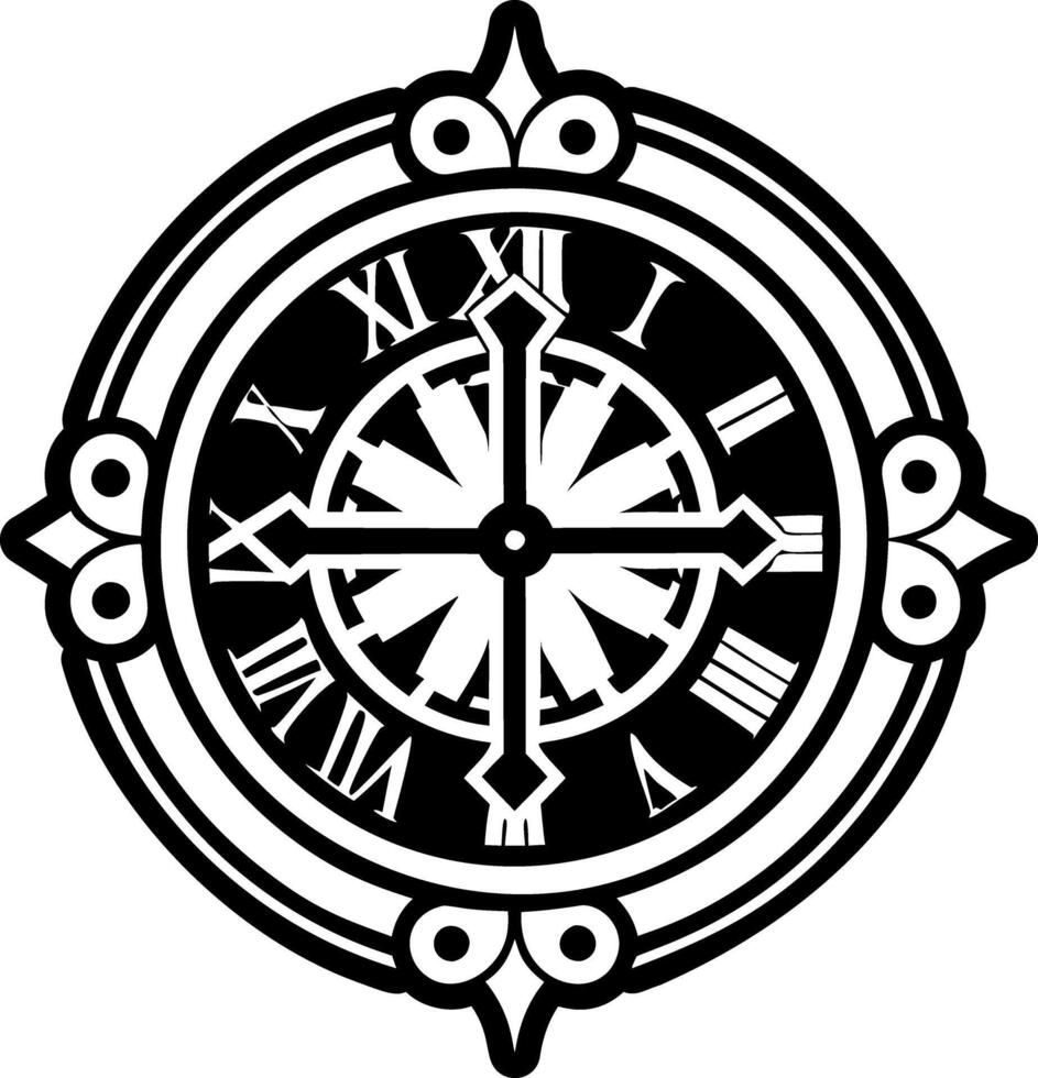 A filled style icon of wall clock tattoo vector