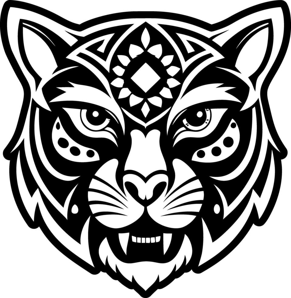 A glyph style icon of sacred puma tattoo vector