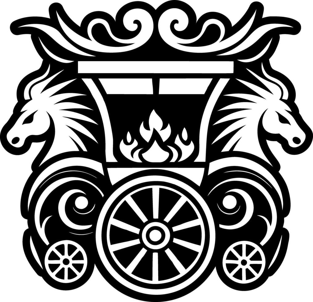 A solid style icon of chariot tattoo vector