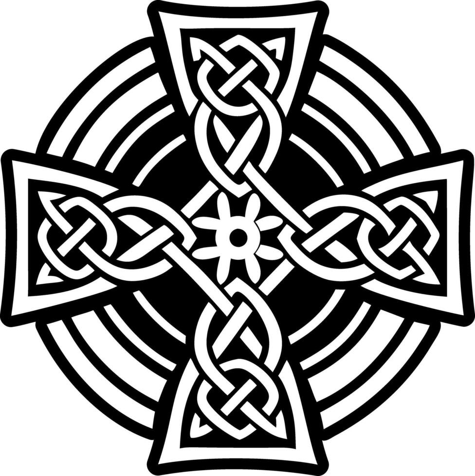 A glyph style icon of celtic cross tattoo vector