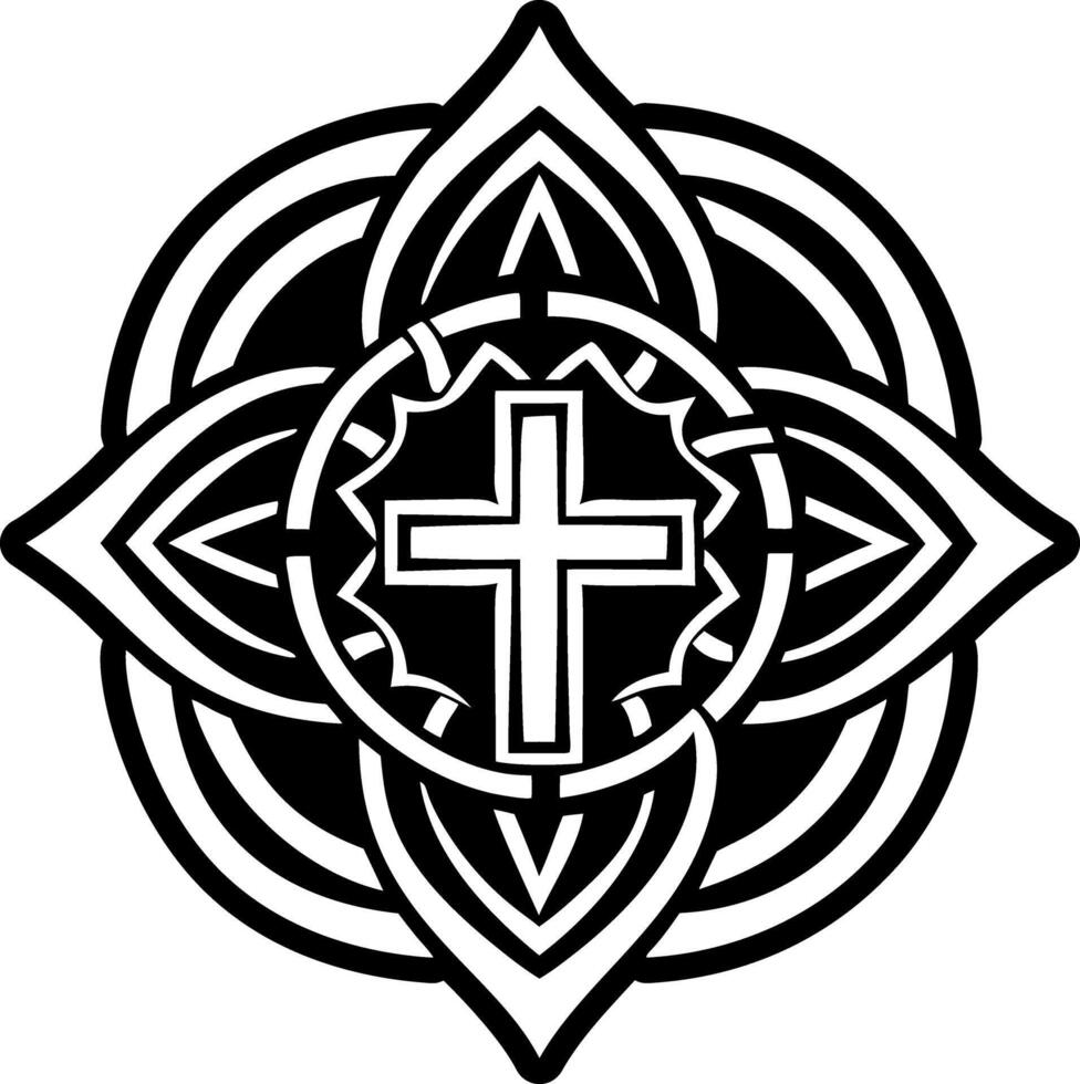A glyph style icon of christian cross tattoo vector
