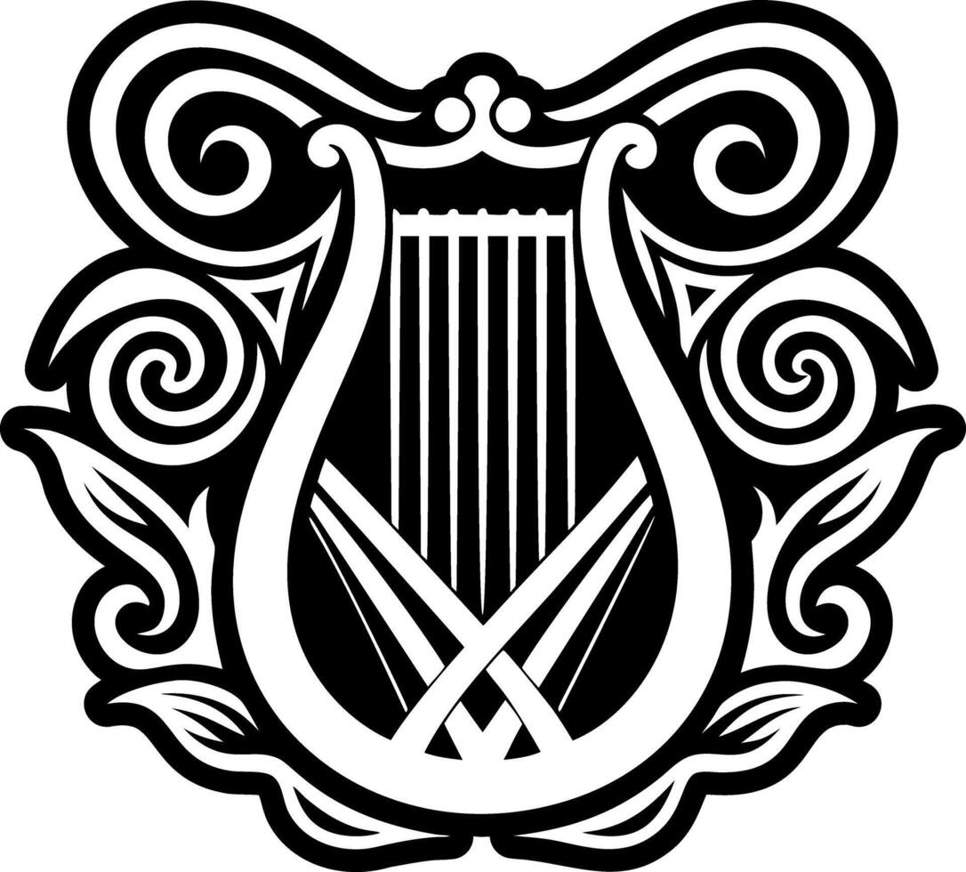 A glyph style icon of harp symbol vector