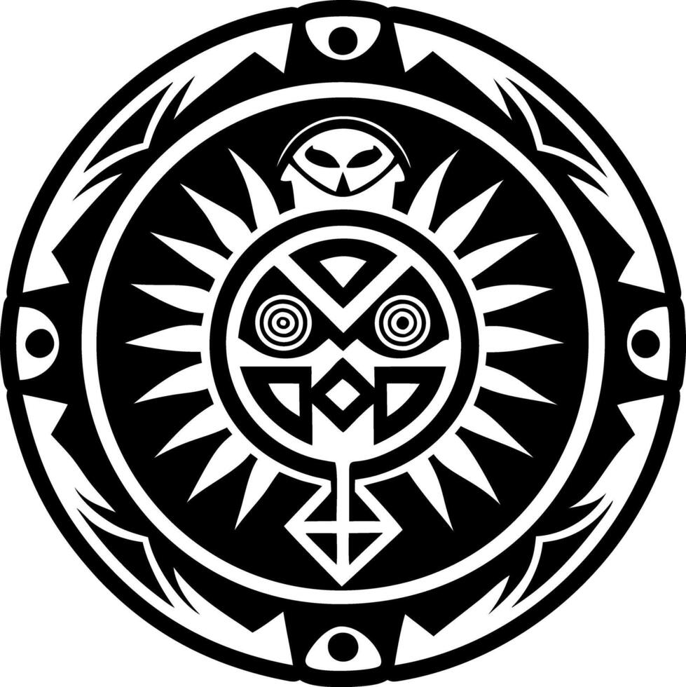 A solid style icon of shaman drum tattoo vector
