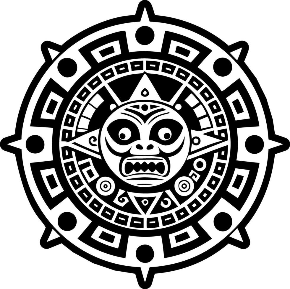 A glyph style icon of aztec calendar tattoo vector