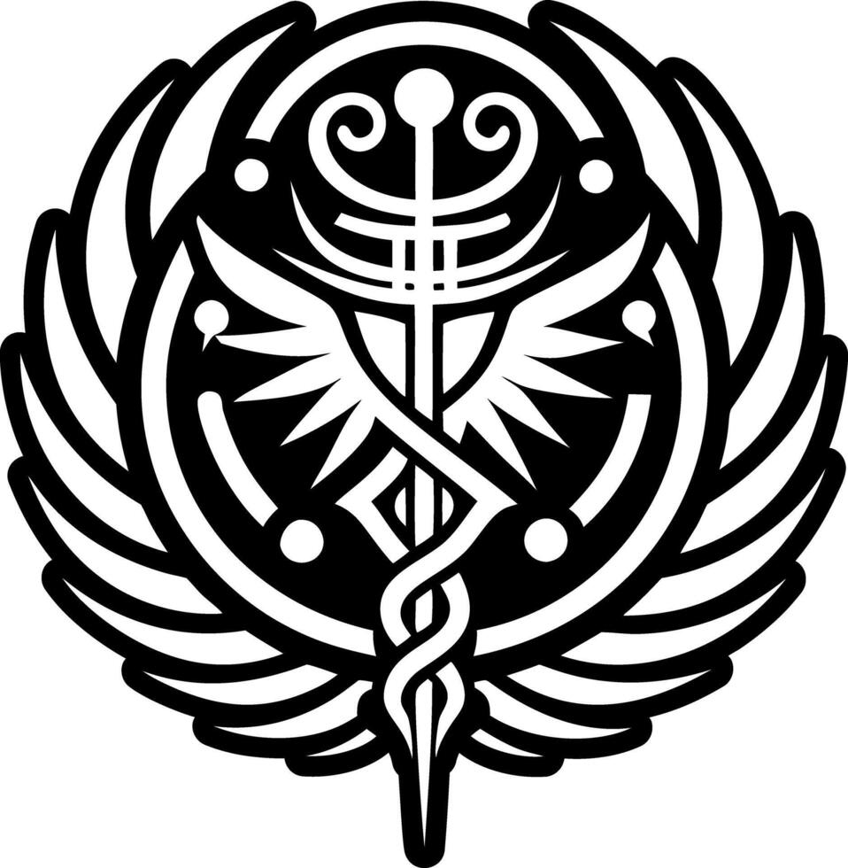 A filled style icon of lituus staff tattoo vector