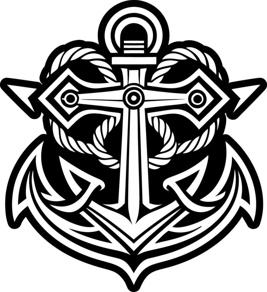 A filled style icon of anchor cross tattoo vector