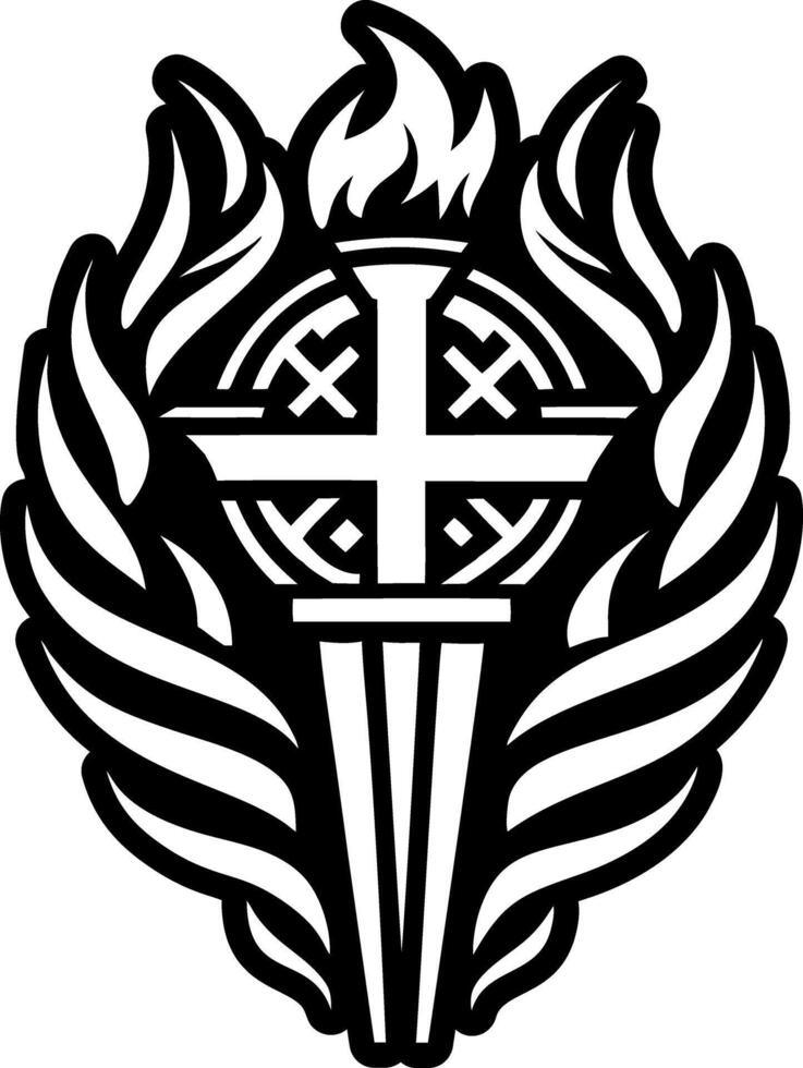 A filled style icon of fire torch tattoo vector