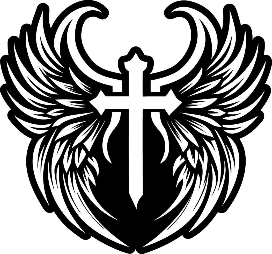 A filled style icon of guardian wings symbol vector