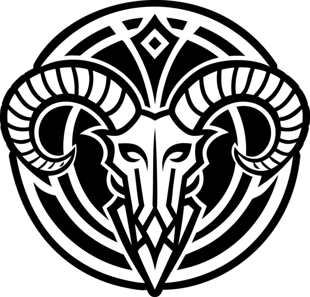 A solid style icon of horned skull symbol vector
