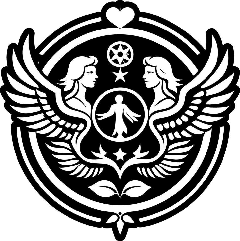 The logo for the tarot card of the angel of the heart vector